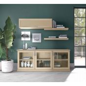 Mobili credenza Classic con 3 ante vetro in finitura Magnolia