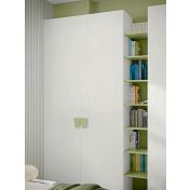 Cameretta con armadio battente, letto e comodino in Rovere Bianco, Oliva e Cadaques