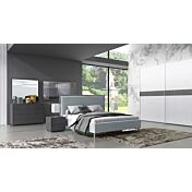 Camera da letto di design Cormorano con armadio, comò, comodini e letto matrimoniale 
