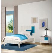 Letto singolo Rovere gesso con dettaglio Blu egeo