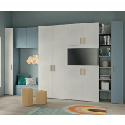 Armadio con porta tv e libreria, finitura Cemento artico, Cadaques e Royal oak