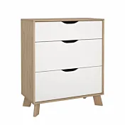 Cassettiera colore Bianco e Rovere con 3 cassetti moderna 