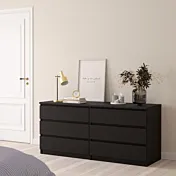 Cassettiera nero frassinato con sei cassetti 