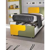 Letto singolo Tetris con contenitore in finitura Girasole e Bosco