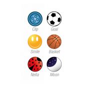 Letto singolo Sticky con stikers goal in finitura Blu reale e Gessato canapa