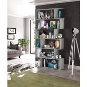 Libreria grigio cemento con 6 ripiani, design moderno