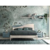 Letto matrimoniale Mare dettaglio sulla testata in finitura Noce brina e Rovere gesso