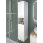 Mobile da bagno sospeso con lavabo in appoggio, finitura Bianco opaco e Rovere