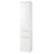 Colonna multiuso 2 ante + 1 cassetto, Bianco Laccato e top Grigio Cemento