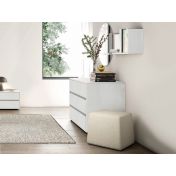 Comò 3 cassetti Rovere Bianco, chiusura rallentata