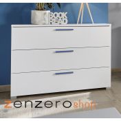 Cameretta moderna con letto imbottito e armadio vertigo blu H.230