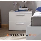 Set zona notte con Armadio Vertigo, Comò e Coppia Comodini, Bianco opaco e Rosso