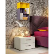 Comodino moderno con 2 cassetti Bianco luce, Moretti Compact