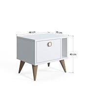 Comodino Ankara bianco con piedini rovere 