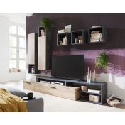 Base porta Tv industry  in finitura Grigio smoke e Rovere