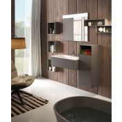 Mobile bagno con specchio e lavabo, finitura Grigio fumo