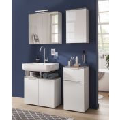 Bagno mobili moderni in finitura Bianco Laccato e top Grigio Cemento