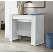 Consolle allungabile fino a 252 cm bianco lucido, Made in Italy