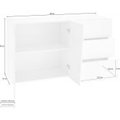 Credenza Moderna, 2 ante, 3 cassetti, finitura Ardesia