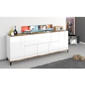 Credenza moderna 200 cm Bianco lucido e Pero