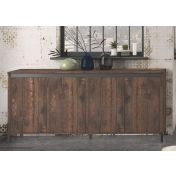 Credenza stile industry a 4 ante finitura Legno vecchio 