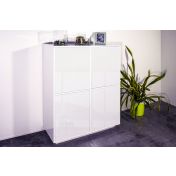 Moderna madia credenza alta di design con quattro ante bianco bianca laccata lucida