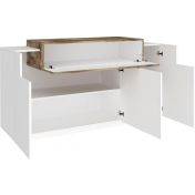 Offerta credenza moderna 3 ante, 1 ribalta in Bianco lucido e Pero