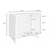 Madia moderna con 3 ante dal disegno geometrico in finitura Beton