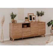 Madia di design in finitura bamboo con tre ante e tre cassetti 