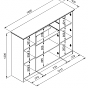 Madia, credenza con 4 ante e 2 cassetti finitura Grigio antracite