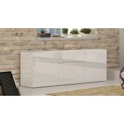 Credenza moderna bianca laccata lucido, 3 ante 1 cassetto