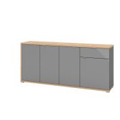 Credenza per soggiorno moderna, finitura Grigio grafite e Rovere