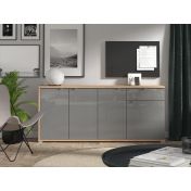 Credenza per soggiorno moderna, finitura Grigio grafite e Rovere