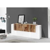 Credenza moderna 6 ante  e una ribalta in Bianco lucido e Pero