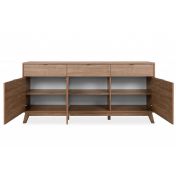 Credenza di design in finitura bamboo con tre ante e tre cassetti 