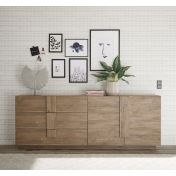 Offerta soggiorno moderno con tavolo, credenza e colonna in finitura Mercure