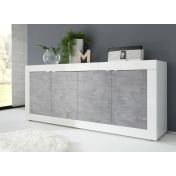 Credenza bicolore con 4 ante, design moderno