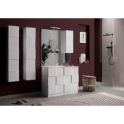 Mobile da bagno a terra 3 cassetti, finitura Bianco lucido