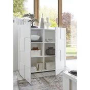 Credenza Moderna, Madia di Design, 2 ante Alta, Bianco Lucido