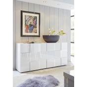 Credenza Moderna, Madia di Design, 3 ante, Bianco Lucido