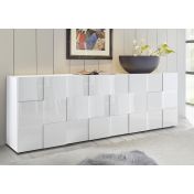 Credenza, Madia Moderna con 4 ante, finitura Bianco Lucido