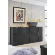 Credenza Moderna, Madia di Design, 3 ante, Grigio Lucido