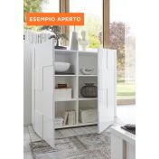 Credenza Moderna, Madia di Design, 2 ante Alta, Grigio Lucido