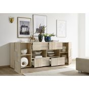 Credenza Moderna, Madia di Design, 2 ante e 4 cassetti, Rovere Samoa