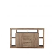 Spaziosa Credenza moderna di design a 2 ante e 3 cassetti, finitura Mercure 