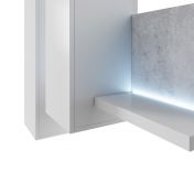 Porta TV moderno, finitura bianco opaco e grigio cemento