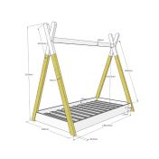 Lettino montessoriano bambini 70x140, Pino naturale e Bianco laccato