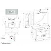 Mobile da bagno sospeso con lavabo integrato, Jog 4