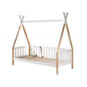 Divano letto  montessoriano per camerette in Pino naturale e Bianco laccato