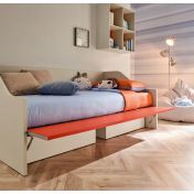 Divano letto Hill Moretti Compact con cassettoni, Quarzo e Mattone